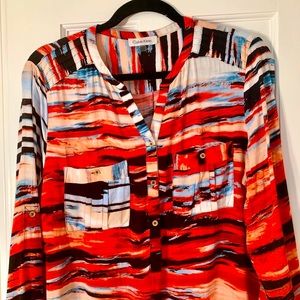 CALVIN KLEIN MULTI COLOR LONG BLOUSE MINT CONDITIO